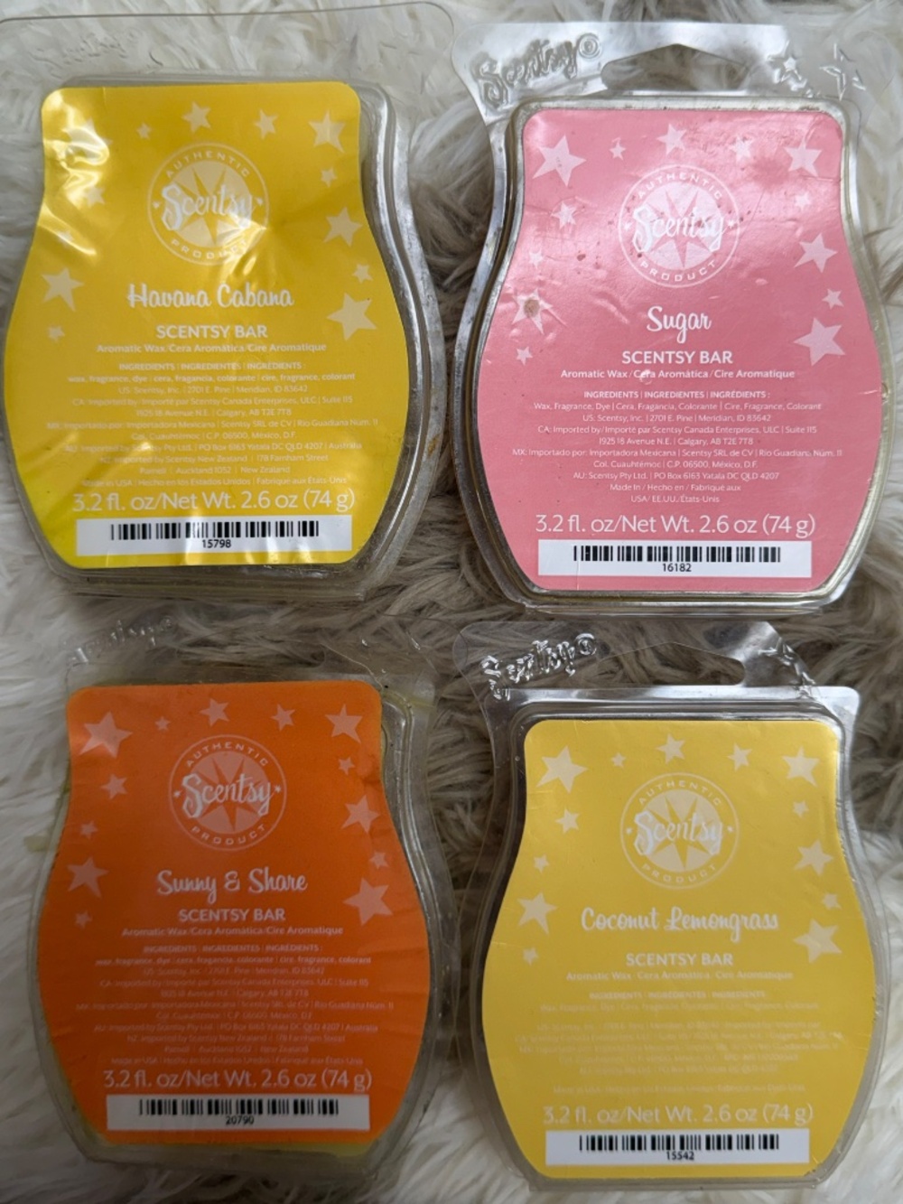 Scentsy Bundle of 4 Four Scented Wax Bars - Fruit Scented - Brand New!